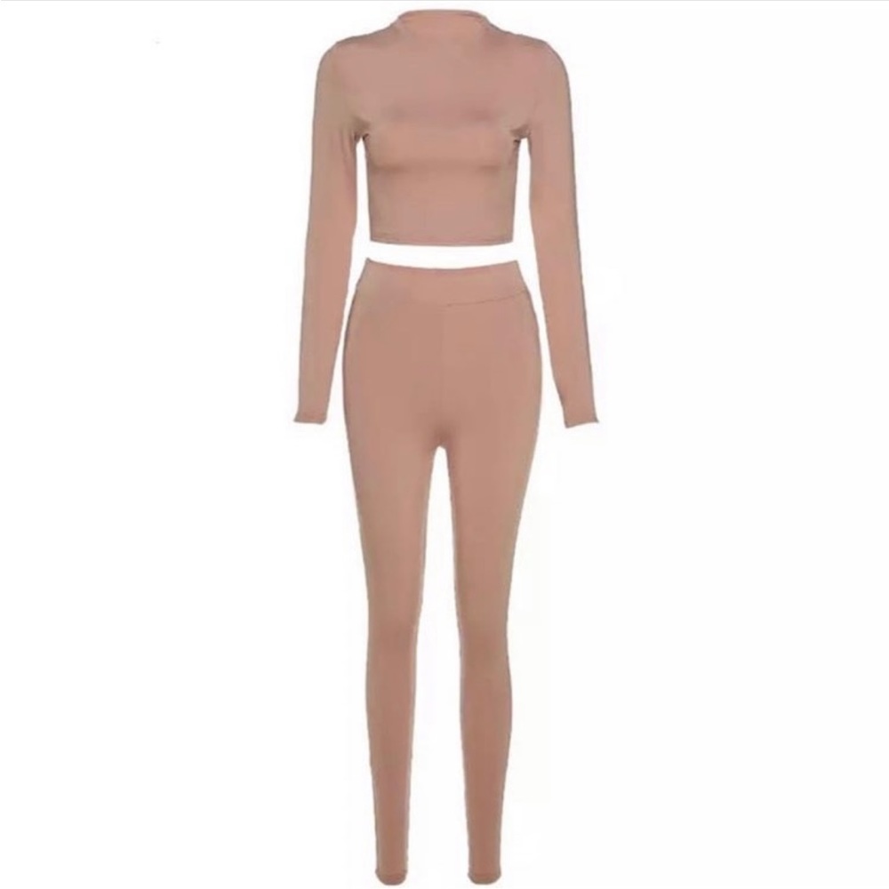 Brown Long Sleeve Two Piece Set , Also in Black